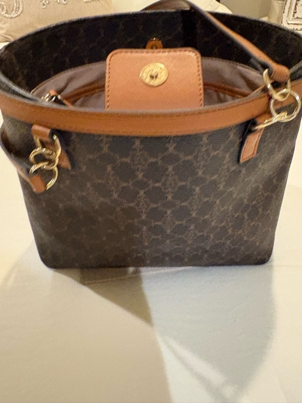 Nanette Lepore Brown Monogram Shoulder Bag with Gold Hardware - Picture 2 of 3